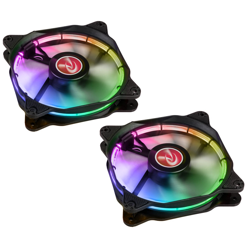 Raijintek Auras 12 RGB LED Fan - Black - 120mm - (1200 rpm) - 2-pack