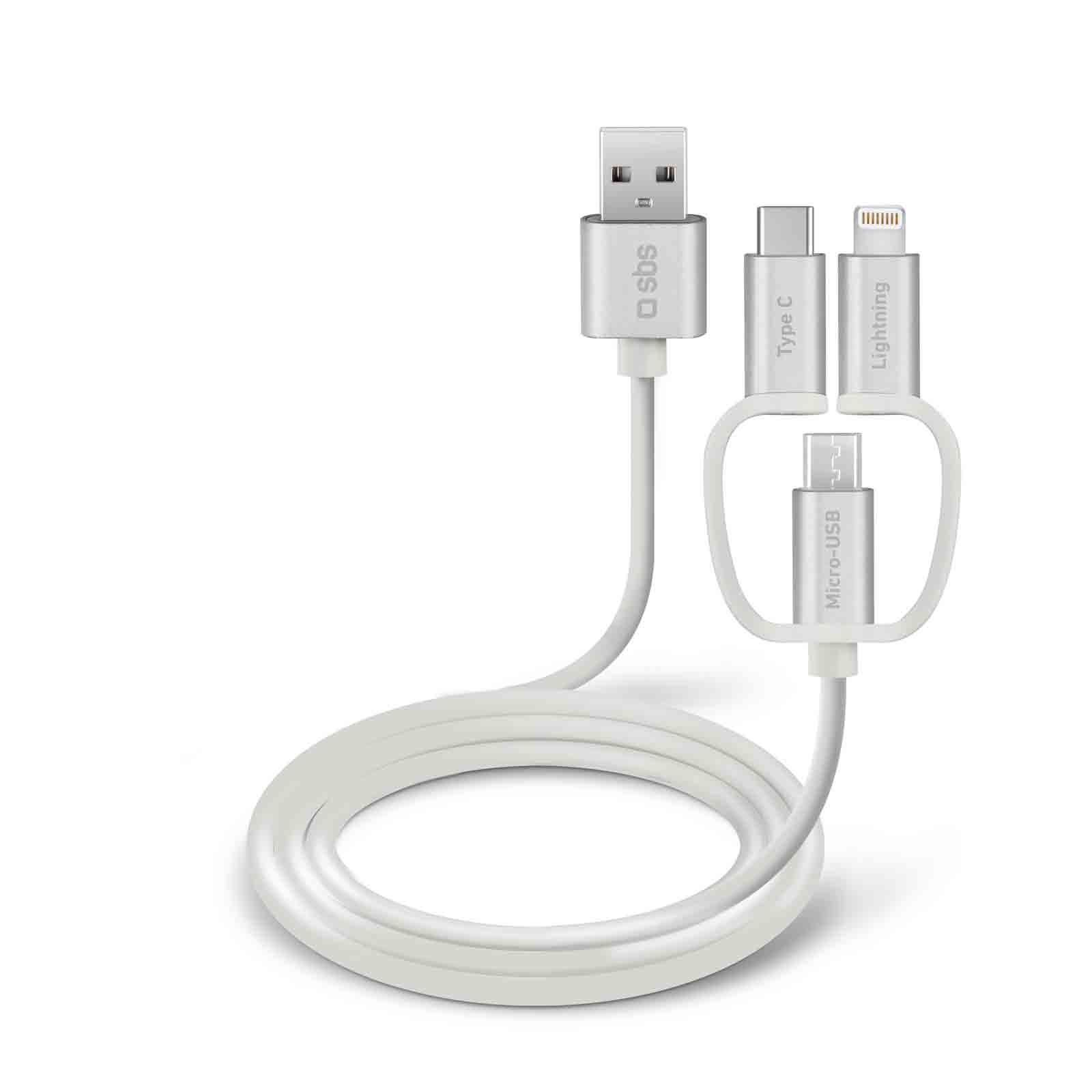 SBS Data cable USB 2.0 to Apple Lightning, lenght 2 m, white color