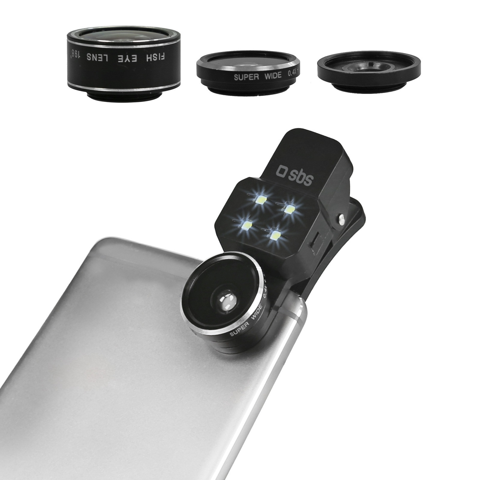 SBS Lens Kit 3 in 1 universal for Smartphone with single camera (Fish Eye, Macro, Wild Angle)